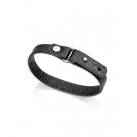 PULSERA PIEL NEGRA CIERRE HEBILLA SR FN