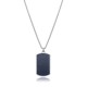 COLLAR ACERO PLACA MILITAR PIEL AZUL SR FN